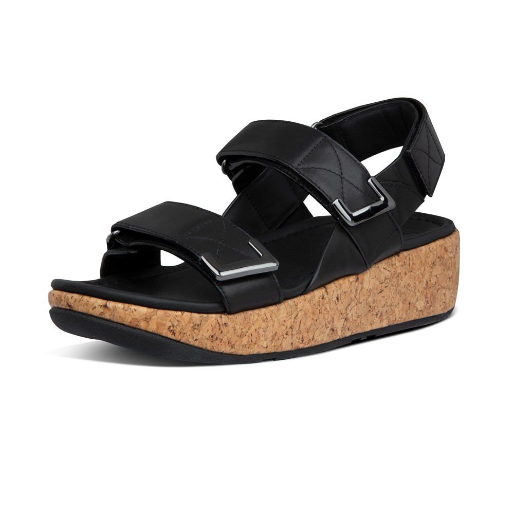 Fitflop Womens Sandals - Remi Adjustable Leather - Black - 261-ZVYWEQ
